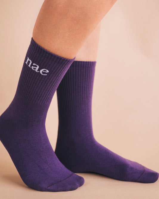 purple socks in organic cotton from nae vegan shoes