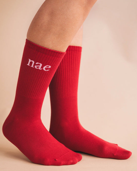 red socks in organic cotton from nae vegan shoes