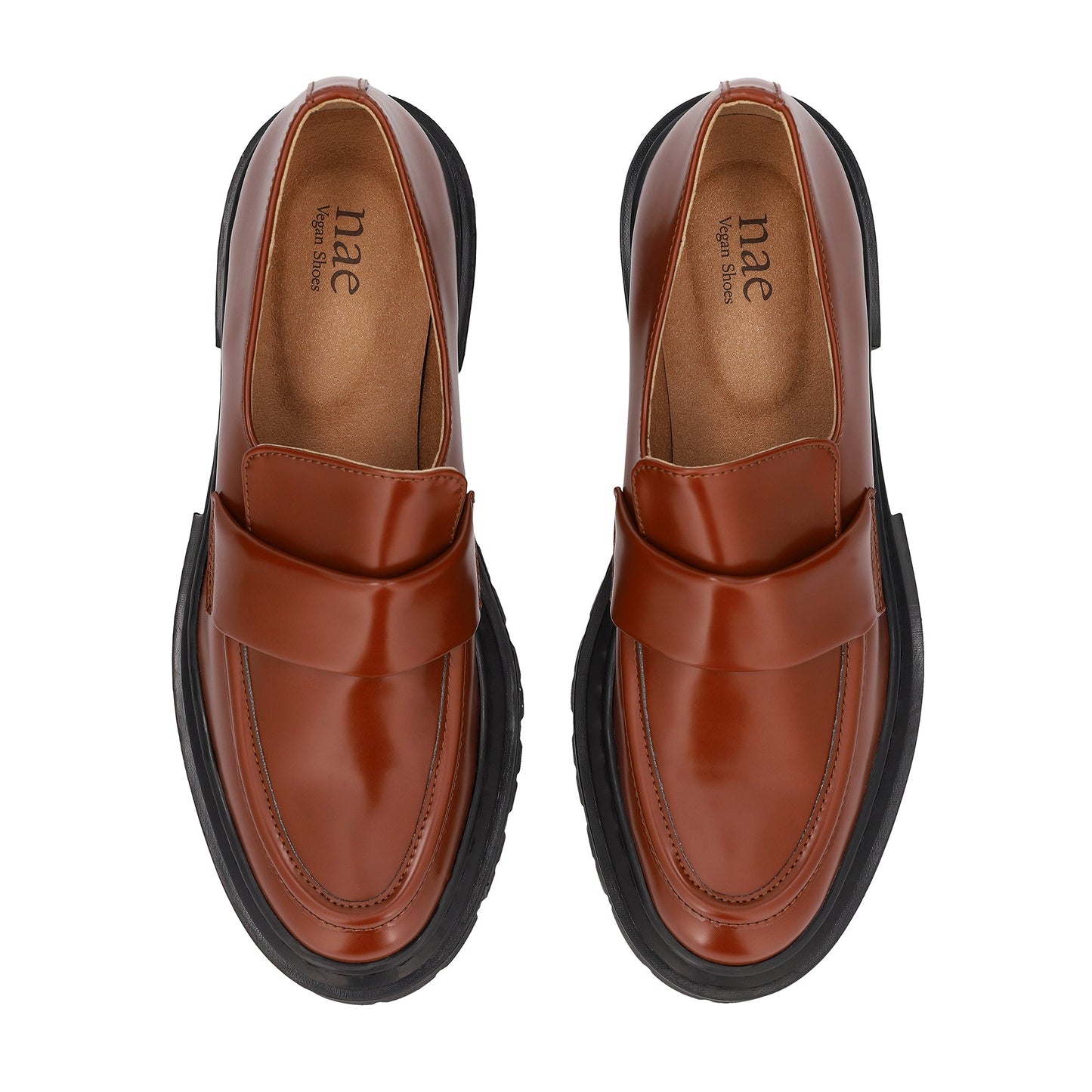 mocasines marrones de mujer en cuero vegano | NAE