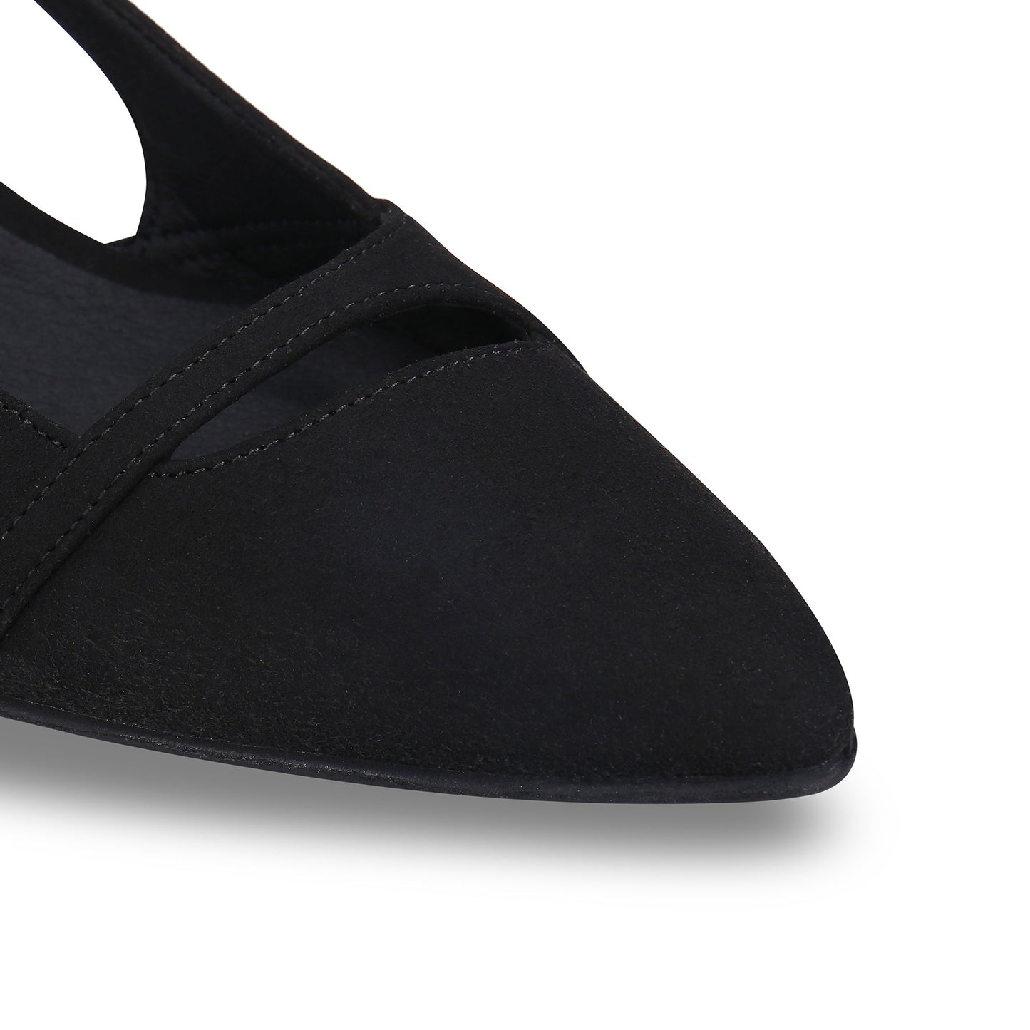 Tacones negros veganos para mujer – diseño elegante, punta fina y tira trasera