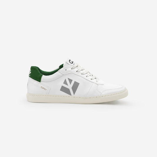 Baskets sneakers végan et écologique cuir végétal blanche vert - Topsy Cog