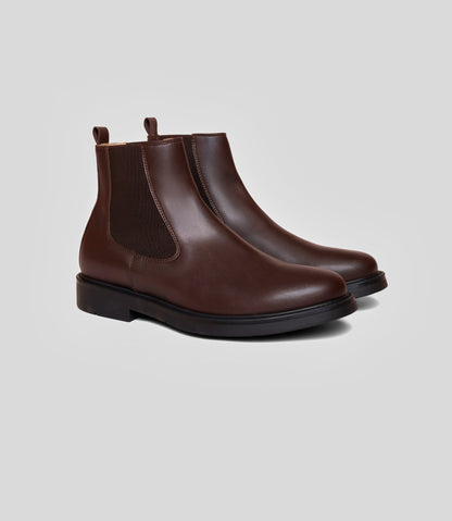 Vegan Chelsea Boot - Men featuring elegant brown design and handstitched blake technique.