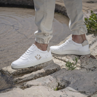 Baskets sneakers végan et écologique cuir végétal blanche beige - Topsy Cog
