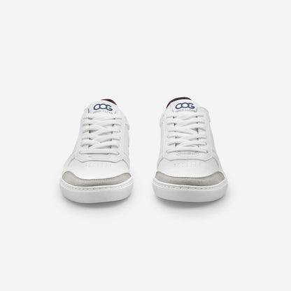 Baskets sneakers végan et écologique cuir végétal blanche bleu rouge - Topsy Cog