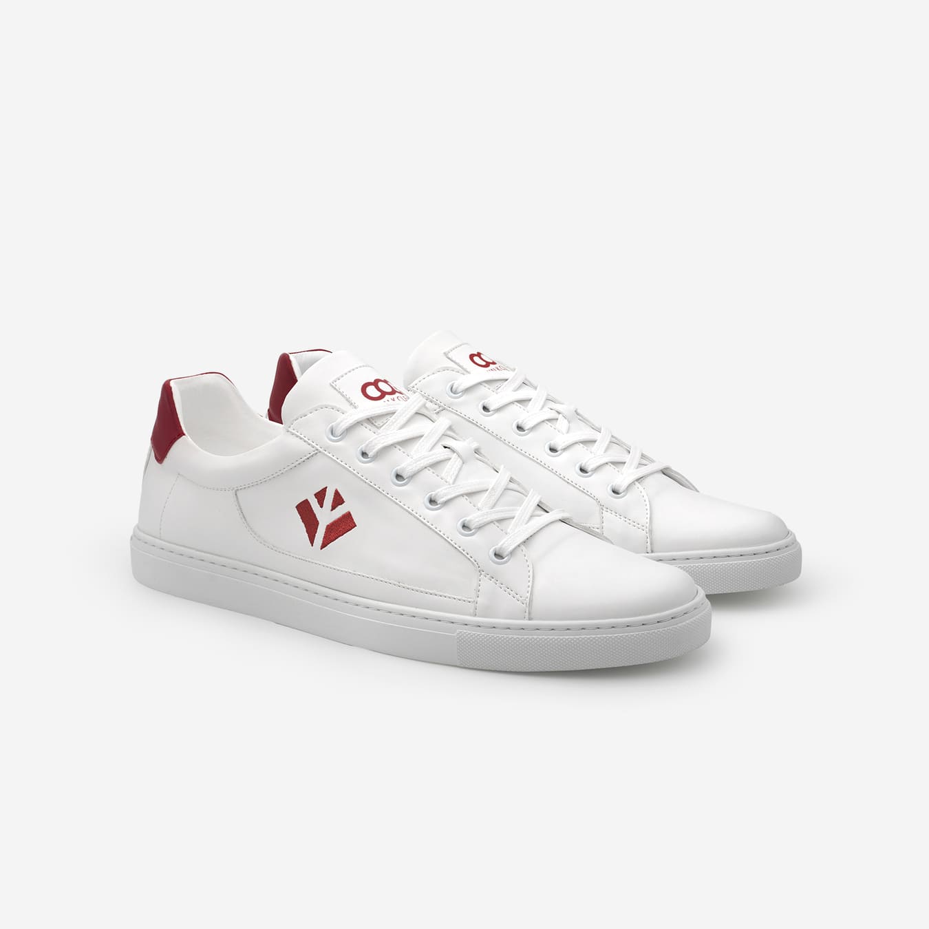 Sneakers baskets basses végan et écologique blanc rouge - Winton Cog