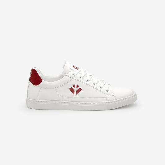 Sneakers baskets basses végan et écologique blanc rouge - Winton Cog