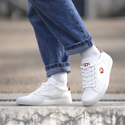 Sneakers baskets basses végan et écologique blanc rouge - Winton Cog