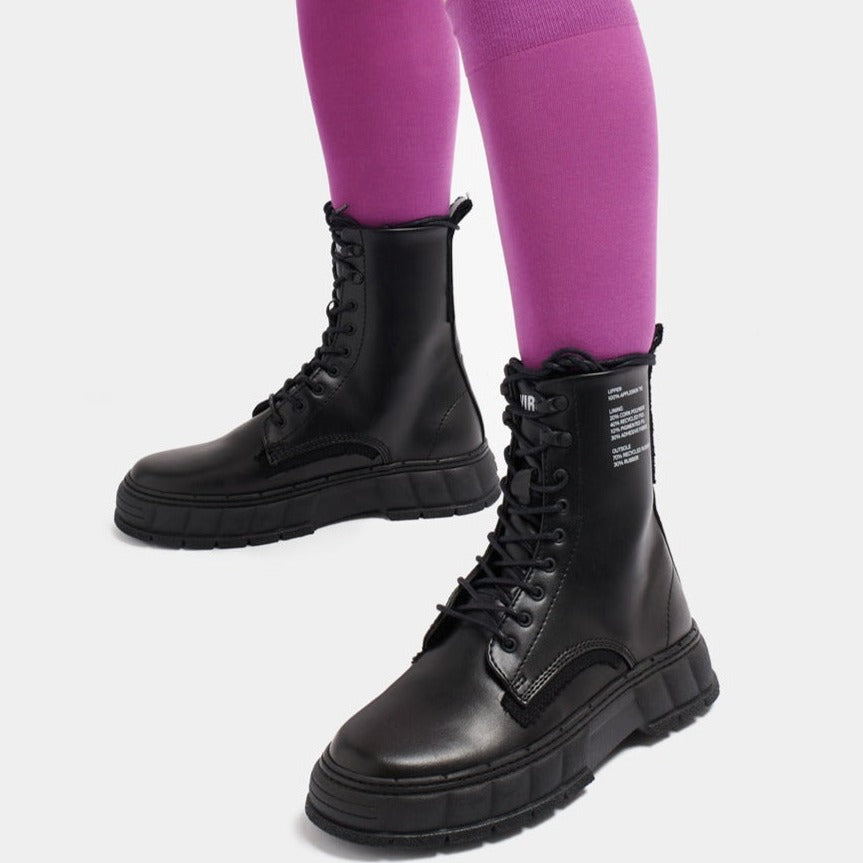 VIRON 黒 レザー ハイカットブーツ 厚底 1992.Black Apple Virón 1992 Black Apple Boots